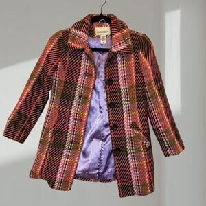 Cherokee Plaid Coat – Multi-Color Pink/Olive Plaid (Youth M / Girls)